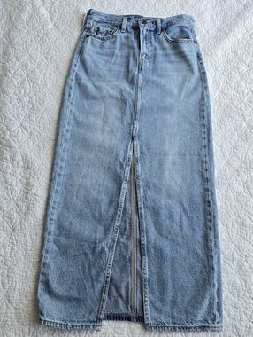Levi's Column Ankle Maxi Denim Front Slit Skirt 25